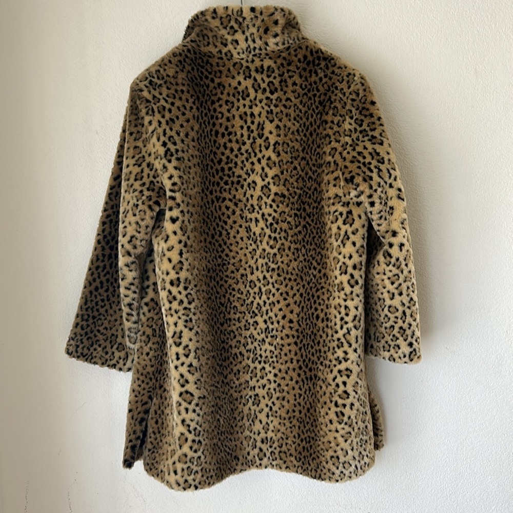 Worthington Faux Leopard Fur Coat Vegan Animal Friendly Lined Women's - Picture 11 of 11